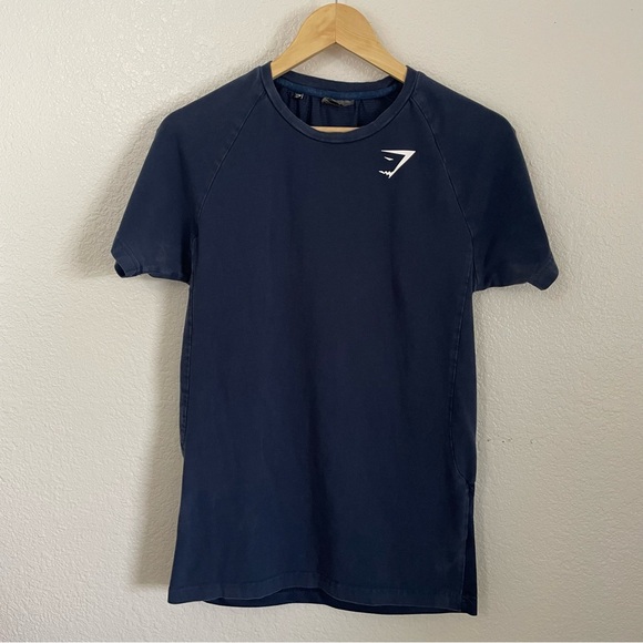 2 Gymshark Navy Blue Short Sleeve T-Shirt Athletic Workout Bundle Mens Medium - Picture 6 of 9